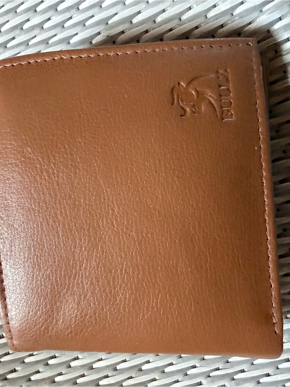 Men's Leather Bi-Fold Card Wallet - Tan